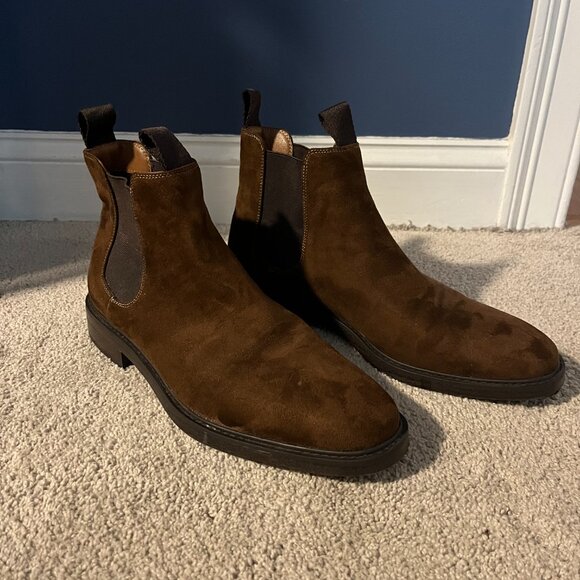 H&M Dark Brown Real Suede Ankle Chelsea Boots - Picture 4 of 4